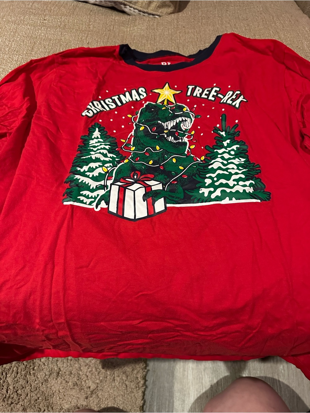 Christmas Tree-Rex Red Holiday T‑Shirt
